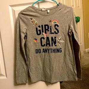 NWT GAP kids long sleeve T-shirt with cute girls can do anything print